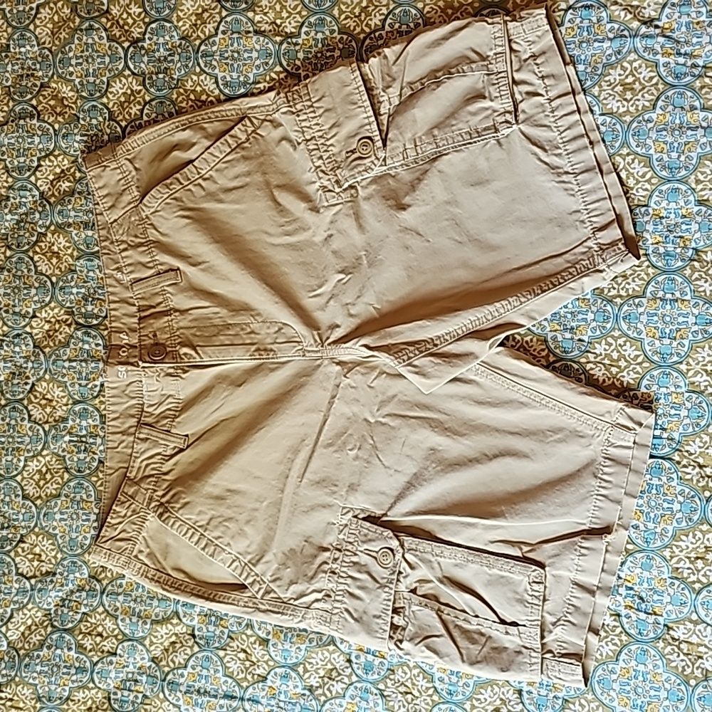 Sonoma Mens 36 Khaki Lightweight Poplin Flexwear Pocket Utility Cargo Shorts